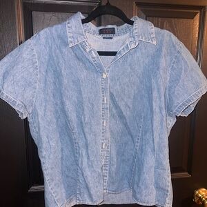 Light Blue Denim Button-Up Shirt